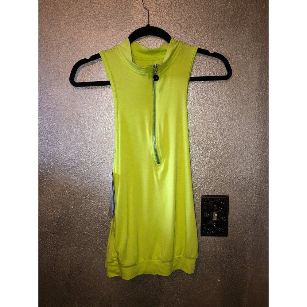 Bluefish Sport Desire Sporty Athletic GorpCore Green Apple Zipper Vest Top M/L